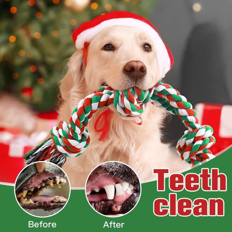UPSKY Christmas Dog Rope Toys ,Dental Cleaning Chew Toys, Dog Tug Toy for Boredom, Dog Rope Toys for Medium Large Pet