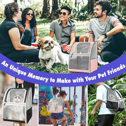 Cat Carrier Backpack for Kitties Small Dogs Puppies, Breathable Cat Bag, Small Dog Travel Backpack Carrier for Kitten Puppy Bunny (Up to 22Lbs)