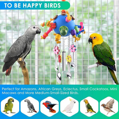 Bird Toys, Parrot Pull Spoons Colorful Acrylic Stick Toys Bird Chew Toys for Amazon Parrot, African Grey, Conure, Caique, Quaker, Small Cockatoo, Mini Macaw, Eclectus and Similar Birds