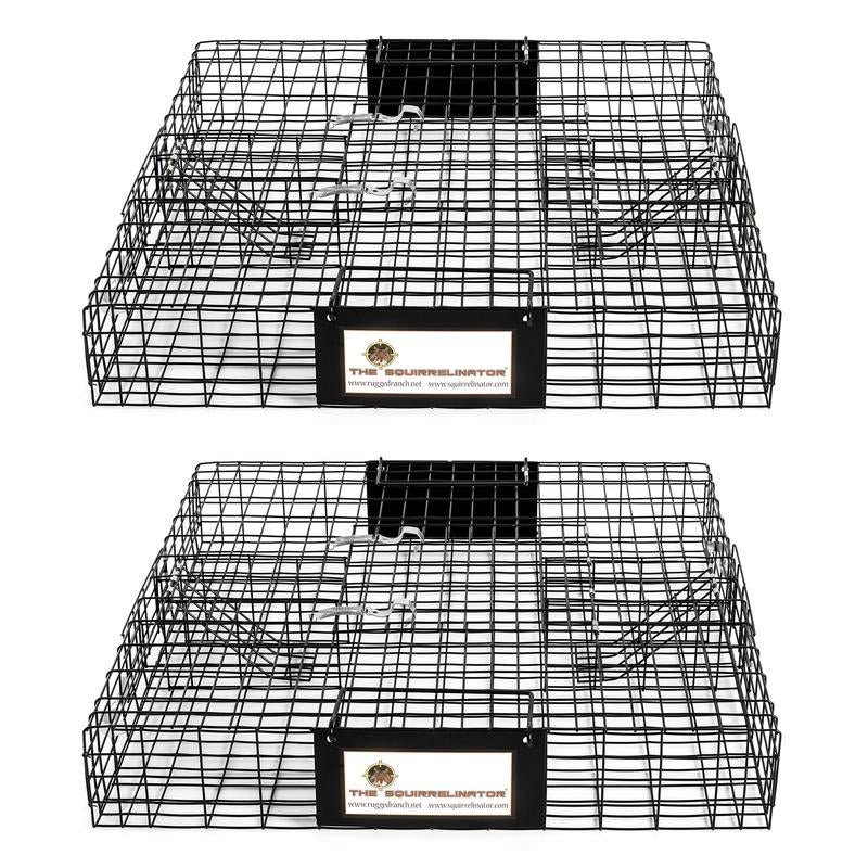 Rugged Ranch SQRTO Squirrelinator Trap Catchmor Live Animal 2 Door Metal Cage 1/2 Pack