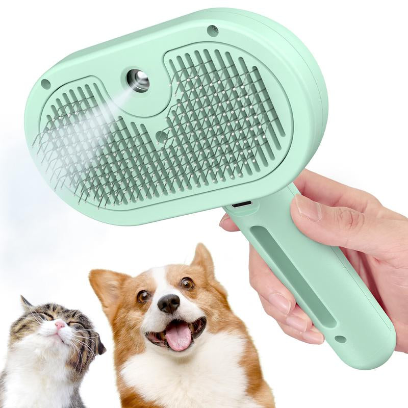 Pet 3-In-1 Spray Massage Comb for Cats & Dogs Prevents Static Electricity Removes Loose Hair with One Click Gentle Skin Care Steam Brush with Cool Mist Rechargeable Steam Pet Grooming Brush