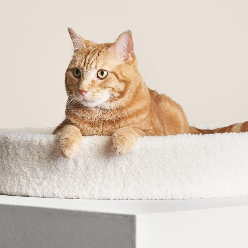 Kip Cat Bed - Faux Shearling Bed, Nest-Like Comfort, Anti-Slip Bottom, Cute Cat Bed
